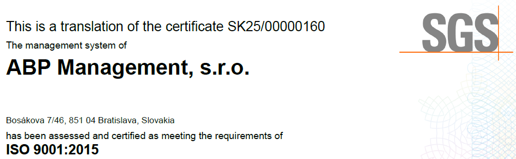 ISO 9001:2015 SGS certification